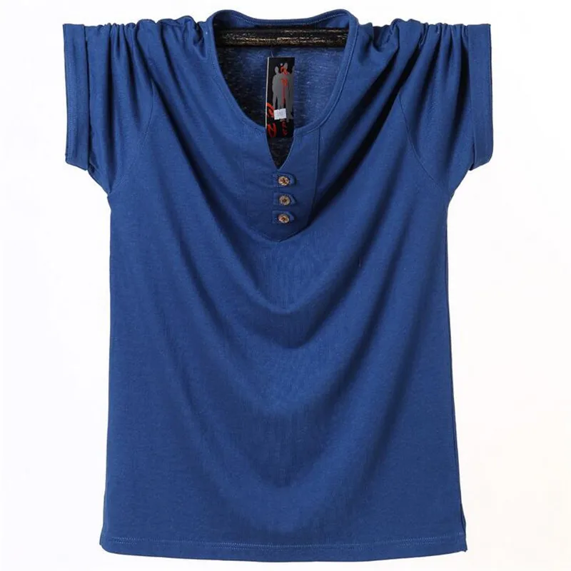 

Tops Pure cotton men t shirt Summer Plus Size 3XL 4XL 5XL 6XL 7XL 8XL v Neck Collar Fashion Solid Color T Shirt Man Clothing