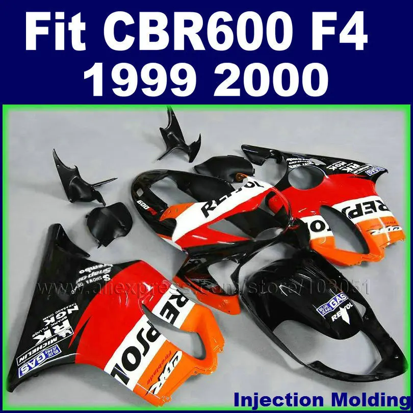 ABS Motorcycle Injection fairing bodyworks for HONDA orange repsol CBR600 F4 1999 2000 CBR600F 99 00 fairngs kits | Автомобили и