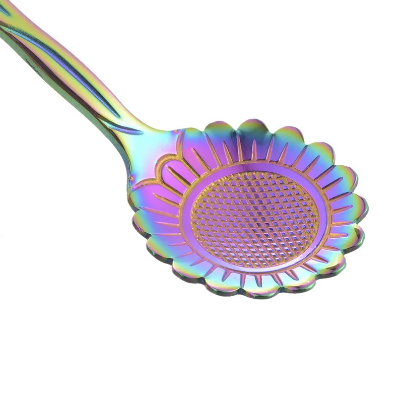 Hoomalll Красочные Креативные чайные ложки Милые Ложки кошка нержавеющая сталь