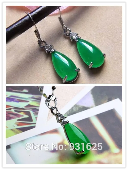 Pretty Green Tear Drop Lucky снижается Подвески комплект серьги капли воды цепи Цепочки и