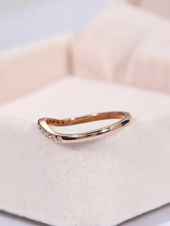 MYRAY природных алмазов укладки кольцо обручальное 14 К розовое золото Обручение