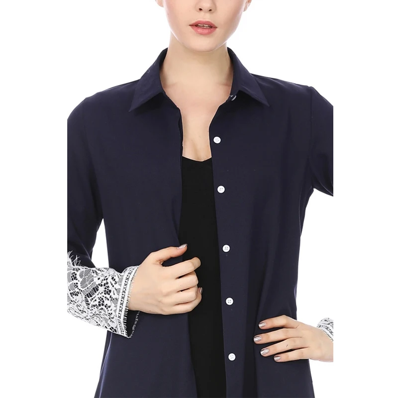 Исламская одежда Женская длинная искусственная кружевная Лоскутная однобортная кардиган кафтан Арабский