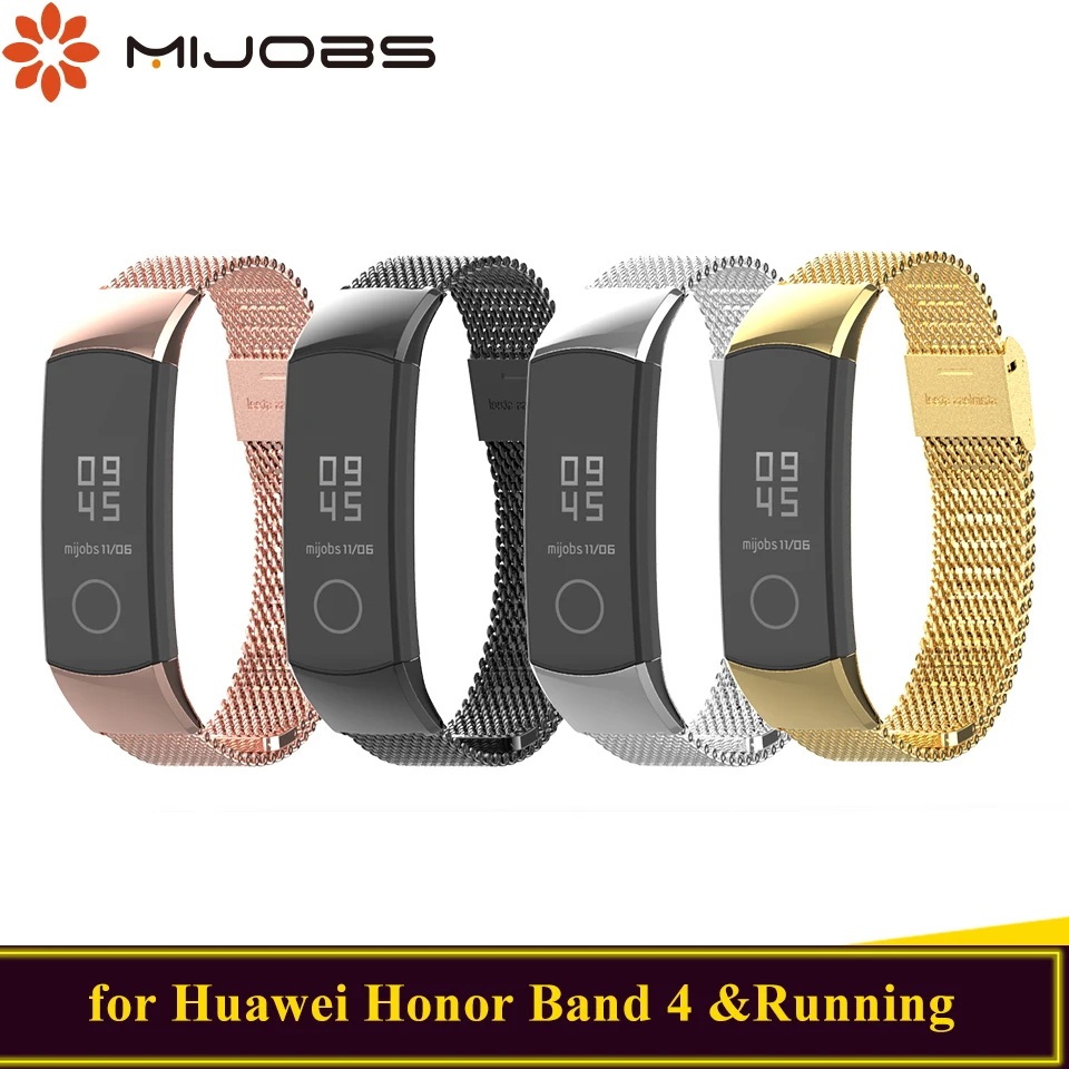 Mijobs металлический ремешок для huawei Honor Band 4 ремешок браслет из нержавеющей стали умные аксессуары для Honor Band 4 браслет