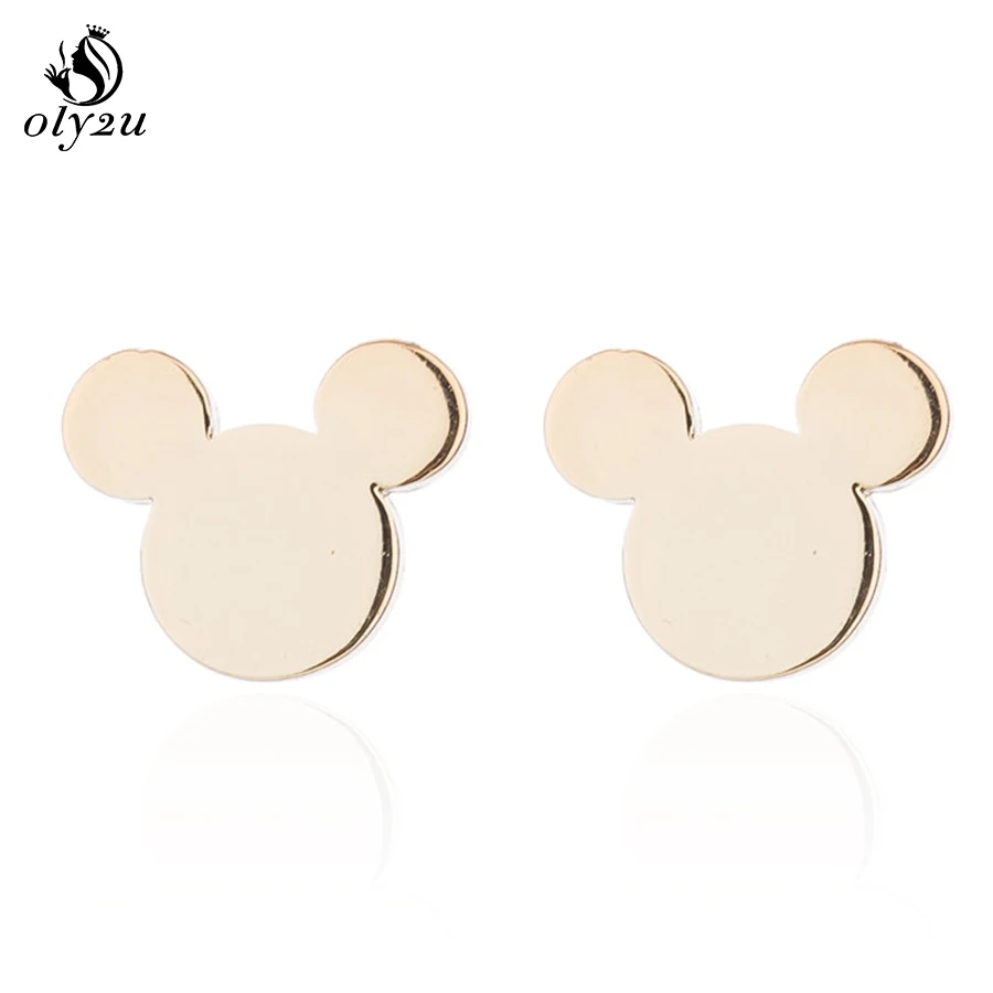 Gold Earrings Женские Кристальные серьги-гвоздики с Микки Маусом, женские серьги с Микки Маусом, модные украшения для ушей, серьги-гвоздики oorbellen - Окраска металла: Gold Earrings