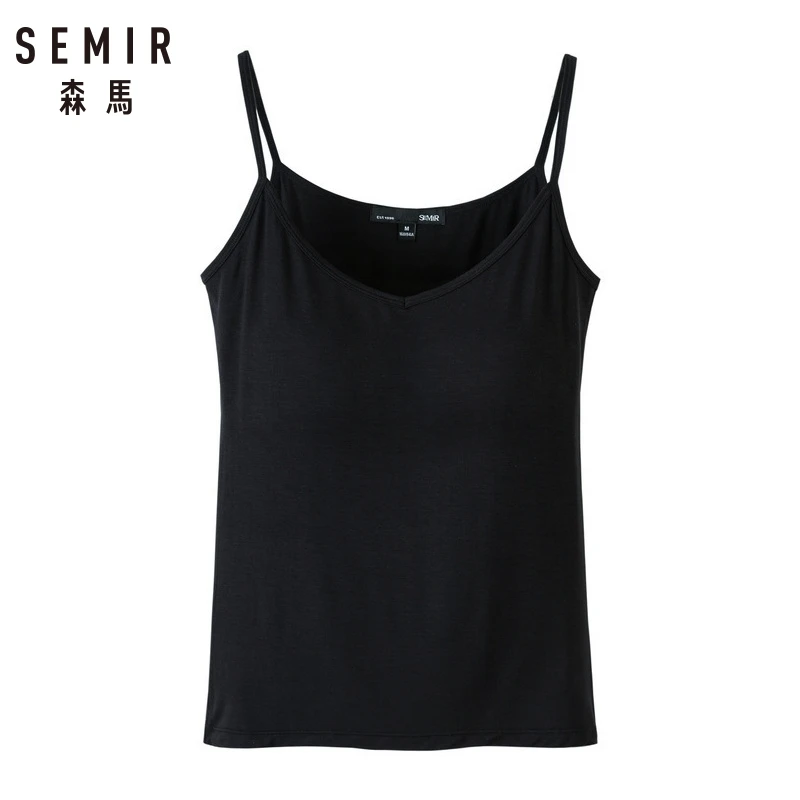 Женский трикотажный топ SEMIR майка с v образным вырезом летний бесшовный на