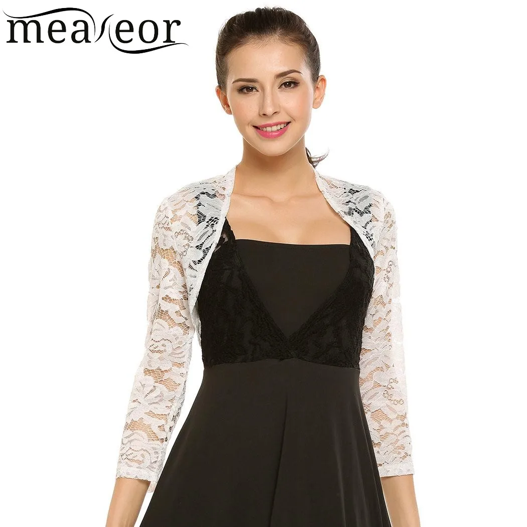 Meaneor женские кружевные осенние кардиганы с цветочным рисунком открытые спереди