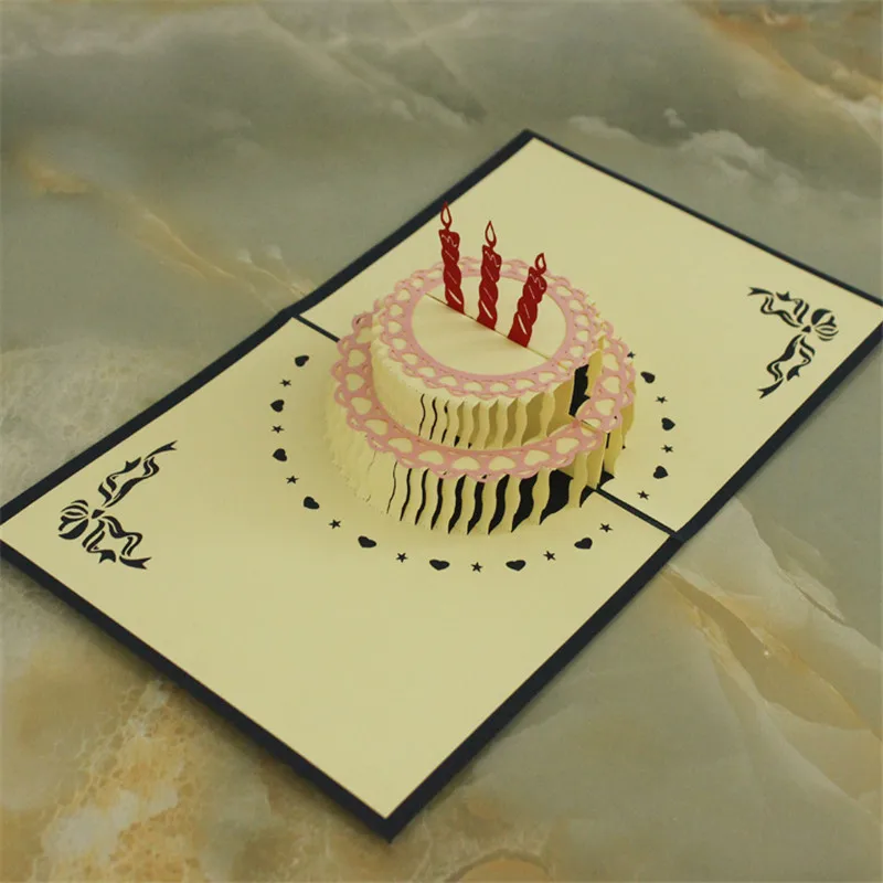 3D лазерный пирог с красивым тортом на день рождения всплывающая бумага ручной