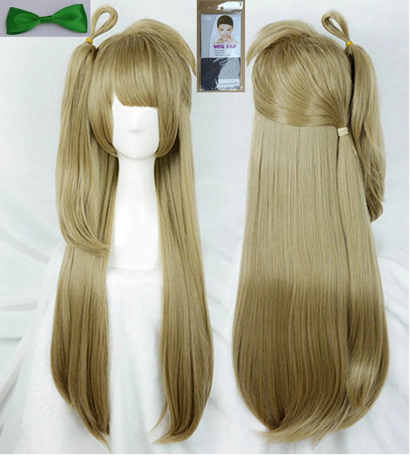 

Love Live Cosplay Wigs Minami Kotori Wig Linen Blonde Heat Resistant Synthetic Hair Perucas Cosplay Wig + Wig Cap +Green Hairpin