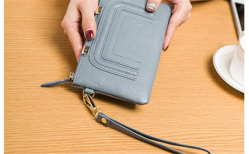 Натуральная кожа portefeuille femme Carteira Carteras Mujer длинные кошельки женские кошельки для карт и монет billeteras para mujer