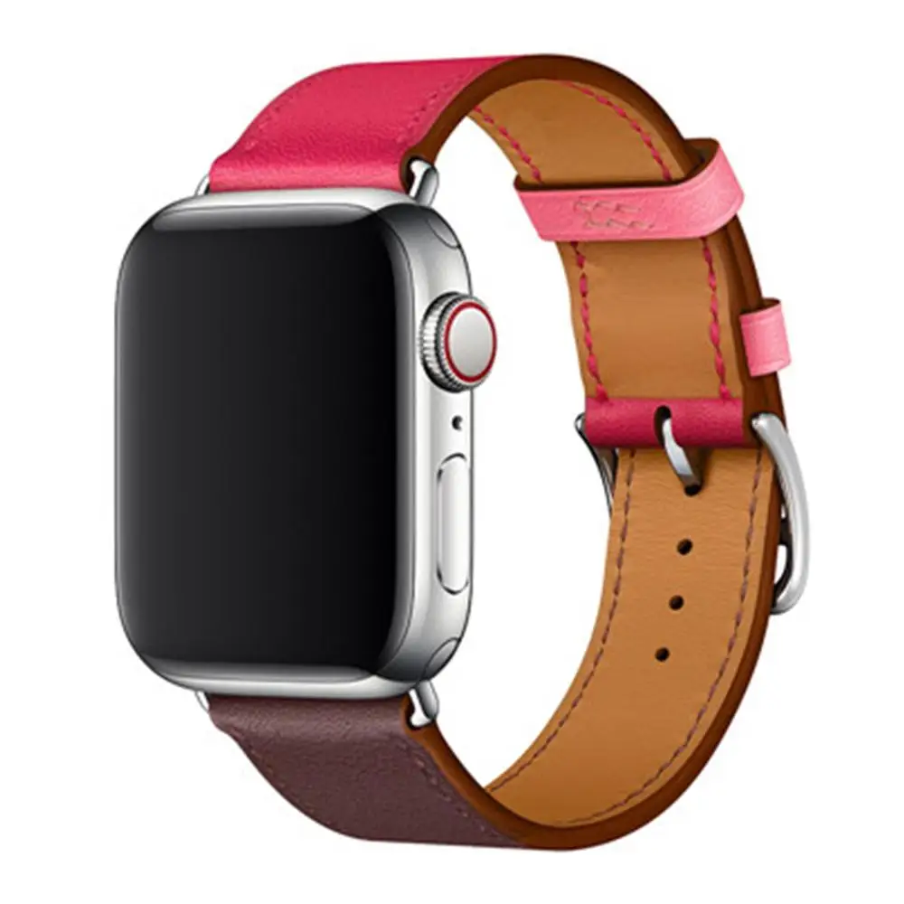 Rose red brown Кожаный ремешок для apple watch, ремешок herm Pulseira, apple watch 5, 4, 3, 44 мм, 40 мм, iwatch, ремешок 42 мм, 38 мм, браслет для часов correa - Цвет ремешка: Rose red brown