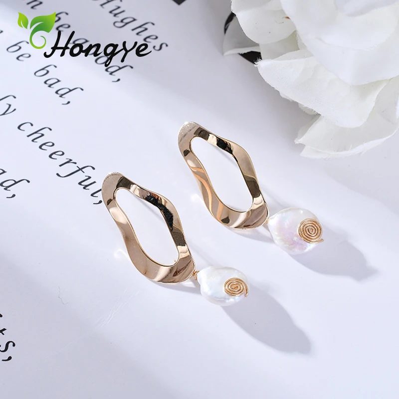 Серьги подвески с жемчугом Hongye модные ювелирные изделия из качественного сплава