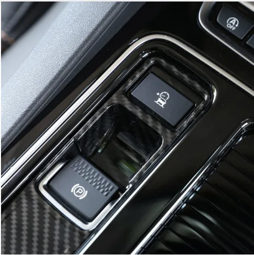 Carbon Fiber Style Interior Electronic Handbrake Switch Button Decoration Frame For Jaguar XFL XE F-Pace 2016-2018 Car Accessory |