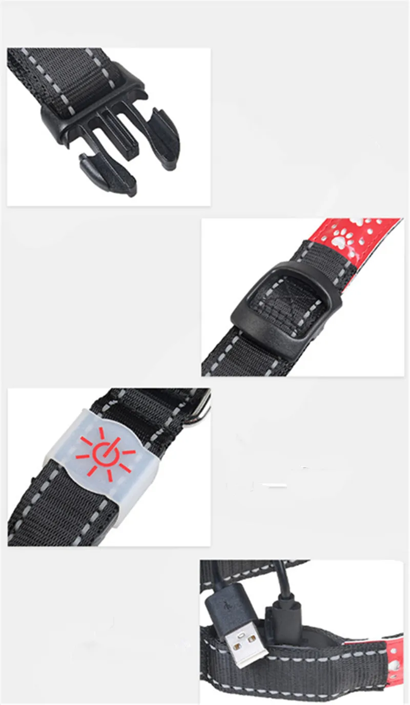 Блестящий ошейник для домашних животных USB флэш зарядка собак светодиодный