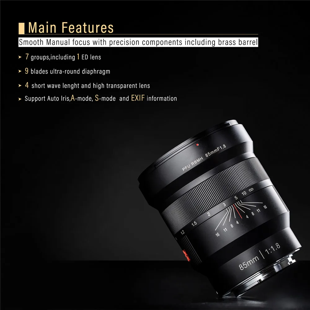 Viltrox 85 мм F1.8 ручной фокус портретный объектив, EXIF/контроль диафрагмы/анти-встряхивание для sony E Mount Full Frame camera A7 A7III A7RII