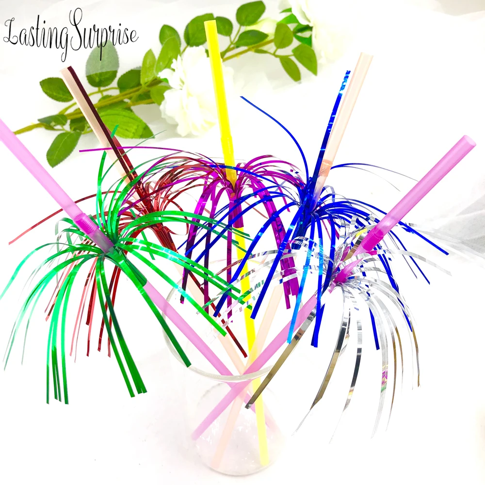 20pcs Mix Свадебные соломы фейерверк коктейльные соломинки зонтик питьевой украшения для вечеринки в гавайском стиле Дети День рождения пить соломинки