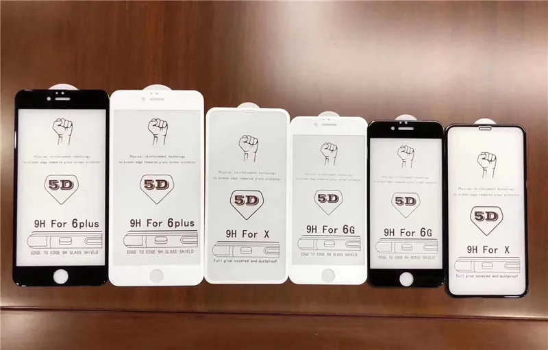 100 шт./лот DHL Для iPhone 7 стекло iphone 6S X 8 Plus закаленное для XR XS Max защита экрана 5D полное