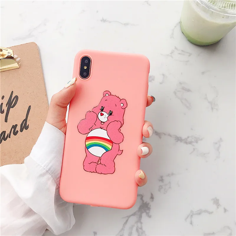 Корейский уход медведь радуга милый мультфильм чехол для Apple IPhone X XS Max Xr 8 7 6 s Plus