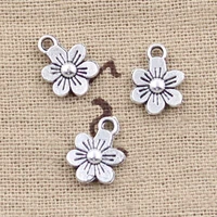 50pcs charms double sided flower 12x9mm antique silver color plated pendants making diy handmade tibetan silver color jewelry