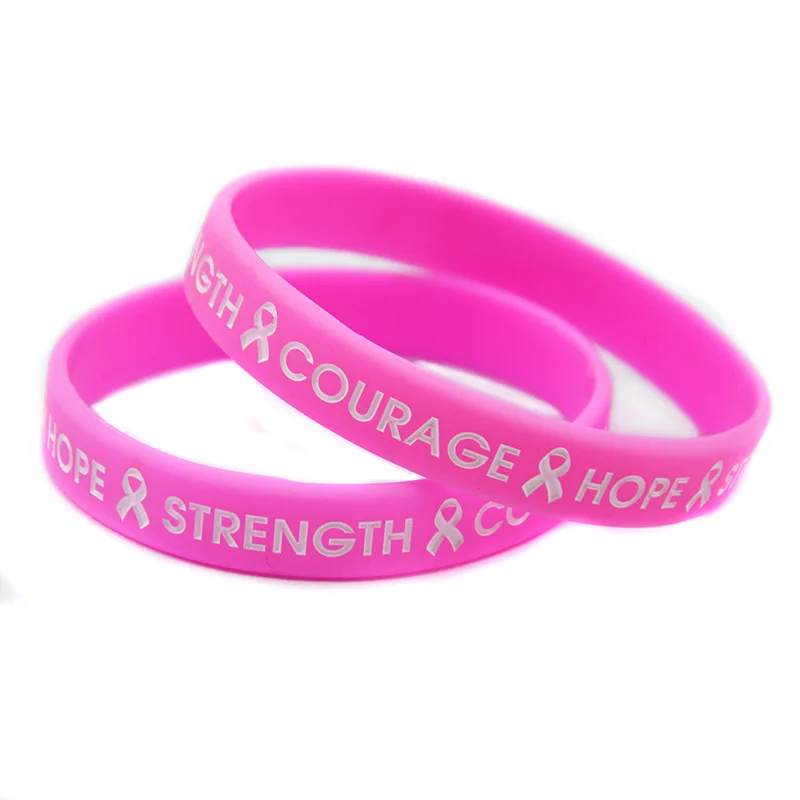 OBH 1 шт. Рак лента надеемся силу отваги Wristband силикона розового цвета | Украшения и