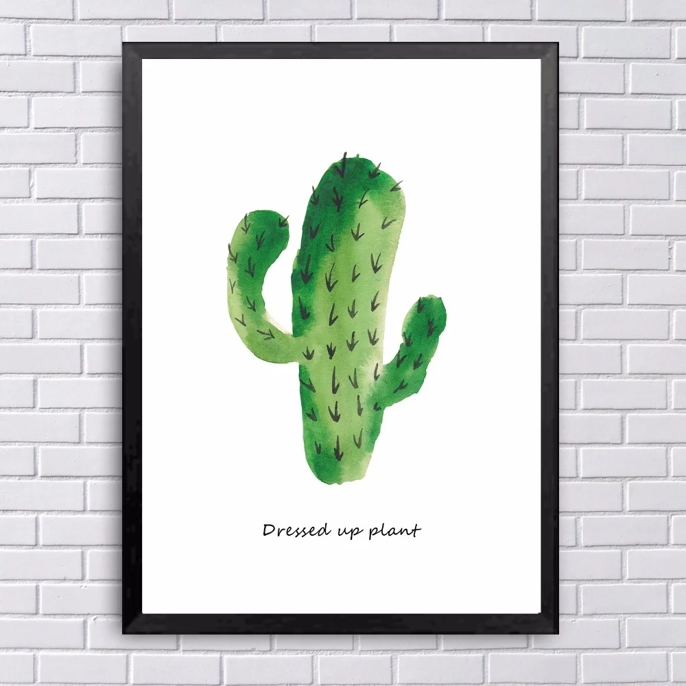 Nordic Green Plant Cactus Poster Wall Art Canvas Painting Living Room Decoration Unframed | Дом и сад