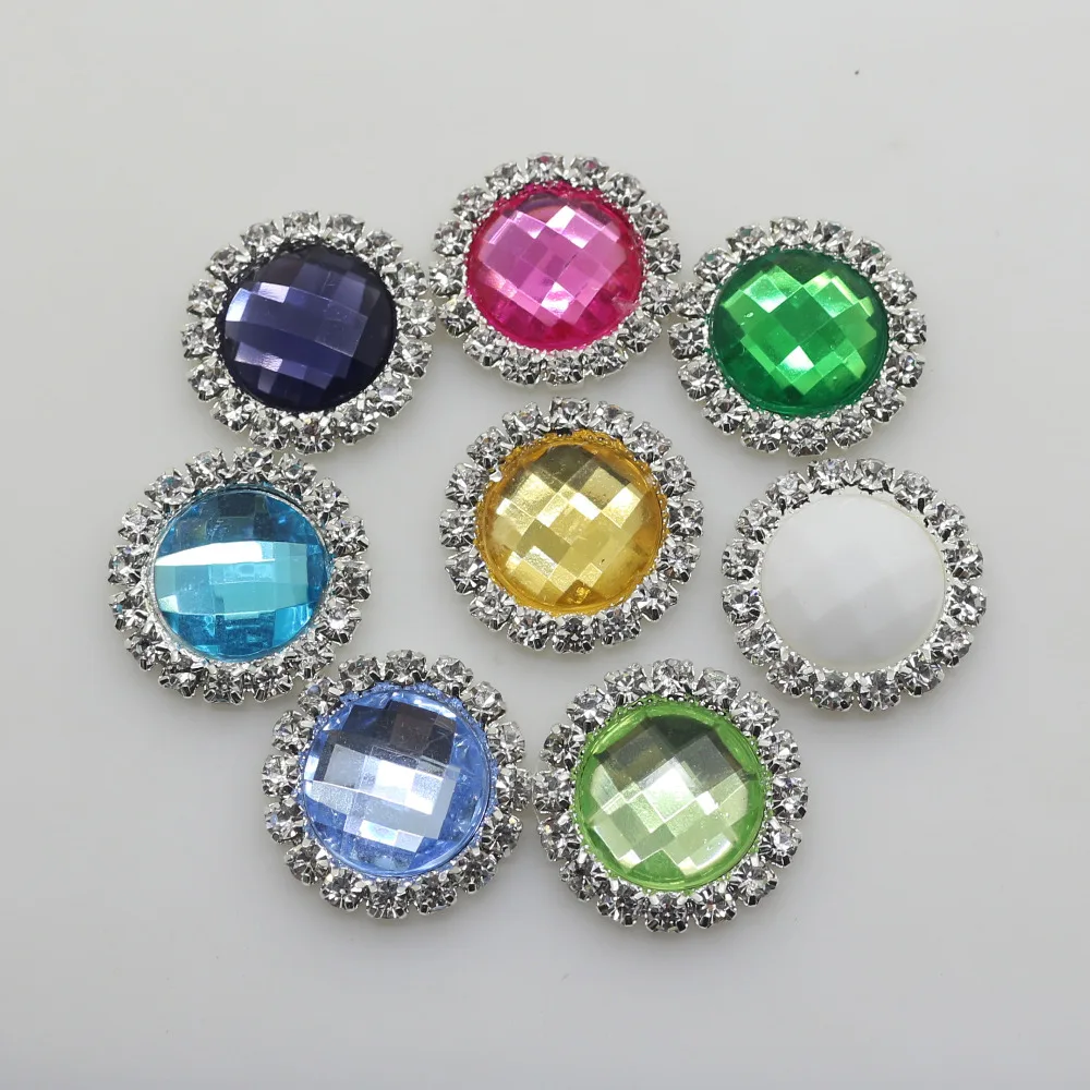 10 шт. круглые акриловые пуговицы со стразами 21 мм|rhinestone buttons|acrylic rhinestone buttonsscrapbook