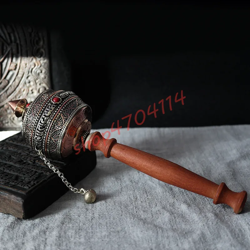 Чистая медь Проволочная инкрустация рукопожатие Молитвенное Колесо Тибетский