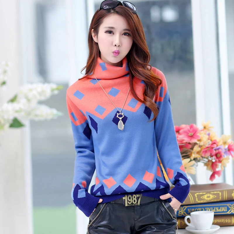 Лидер продаж осенне-зимний Дамский лоскутный свитер пуловеры для девочек