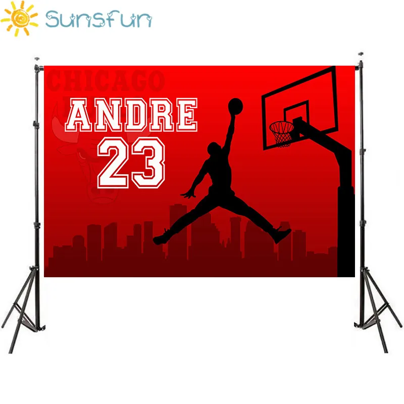 Sunsfun 7x5 футов красная тема баскетбольной площадки празднование дня рождения фон
