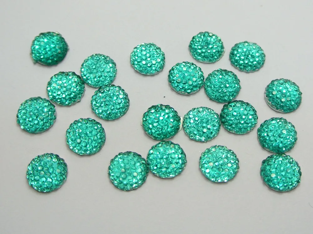 

100 голубые акриловые круглые бусины с плоской задней стороной в горошек 10 мм (3/8 дюйма)