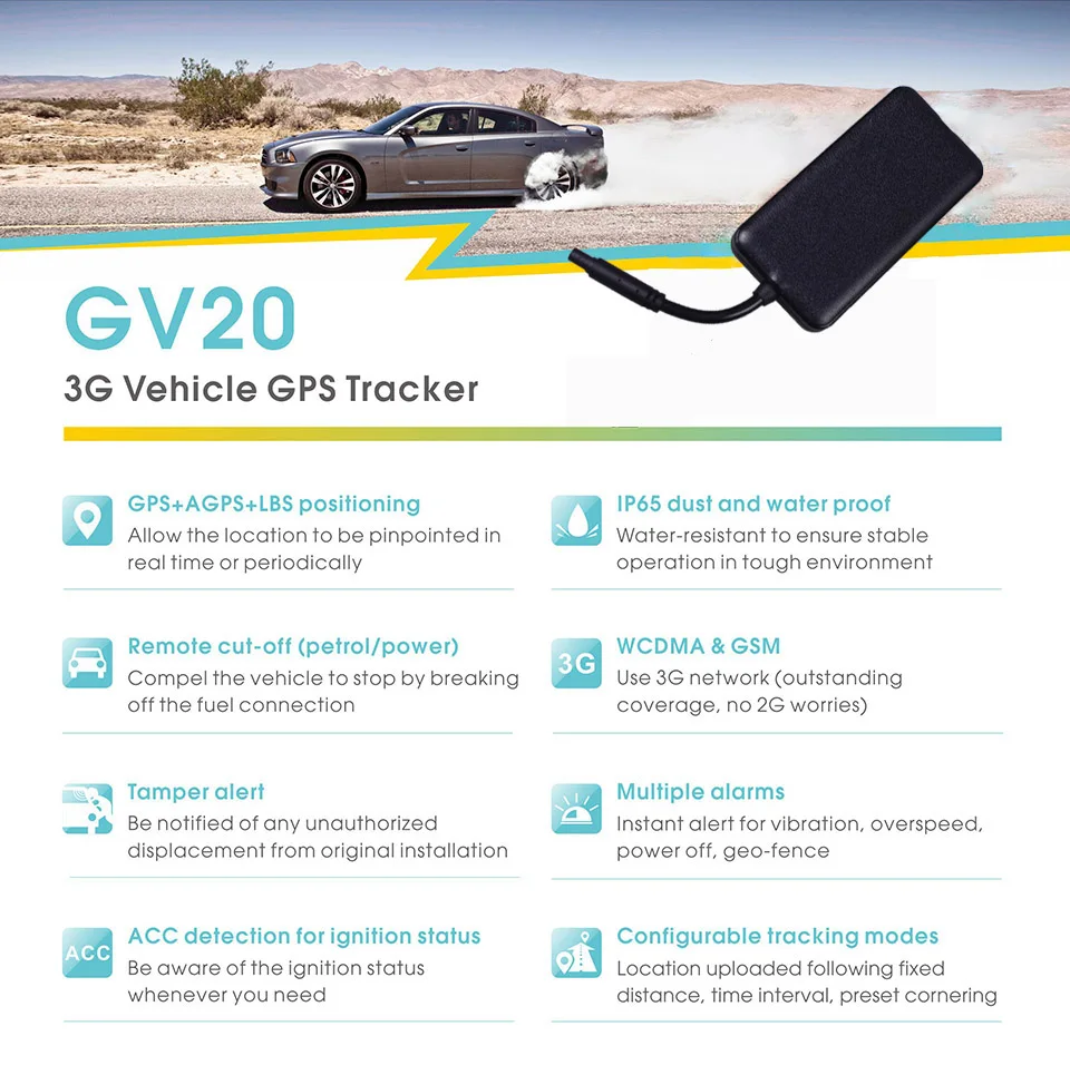 Concox GV20 Многофункциональный 3g Автомобиль Мотоцикл gps трекер Водонепроницаемый отслеживающее устройство Google отслеживание в реальном времени gps модуль