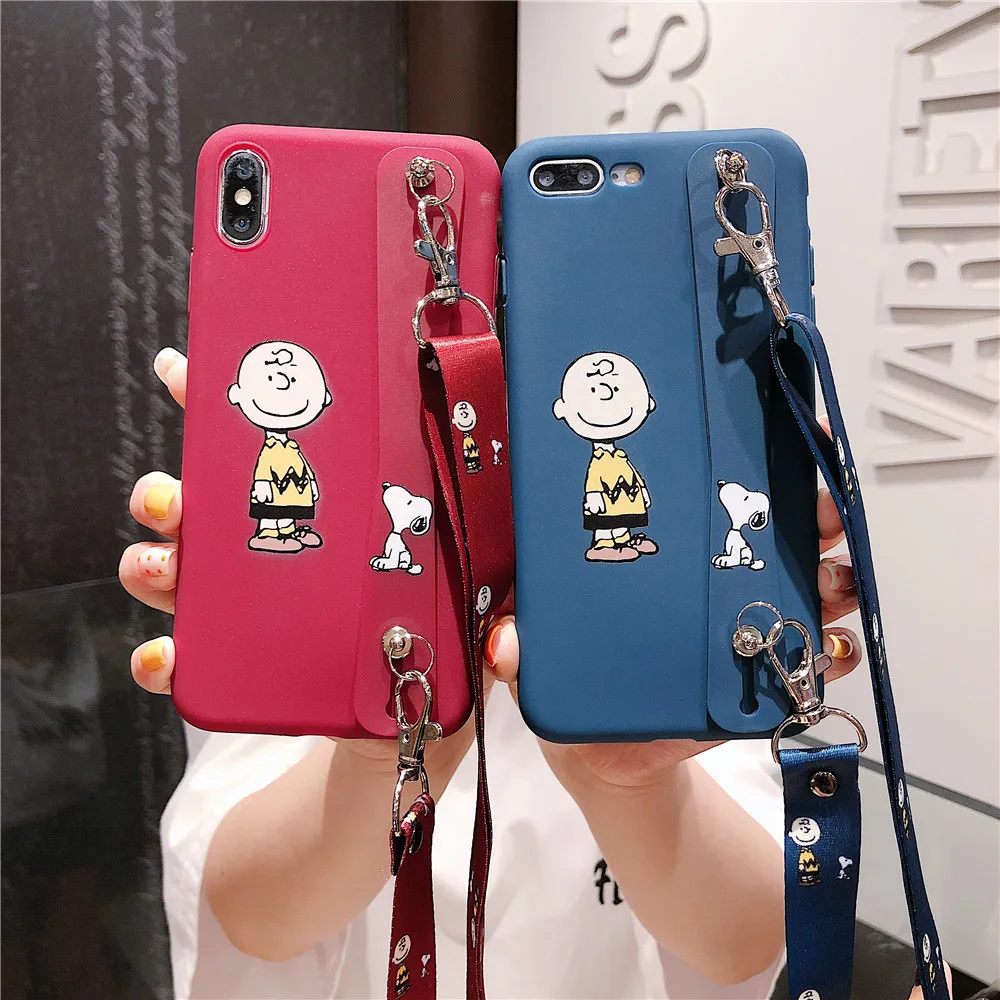 Чехол для телефона с мультяшным аниме арахис Charlie Lucy ремешок iPhone X XS XR 11 Pro Max 6s 7 8 Plus