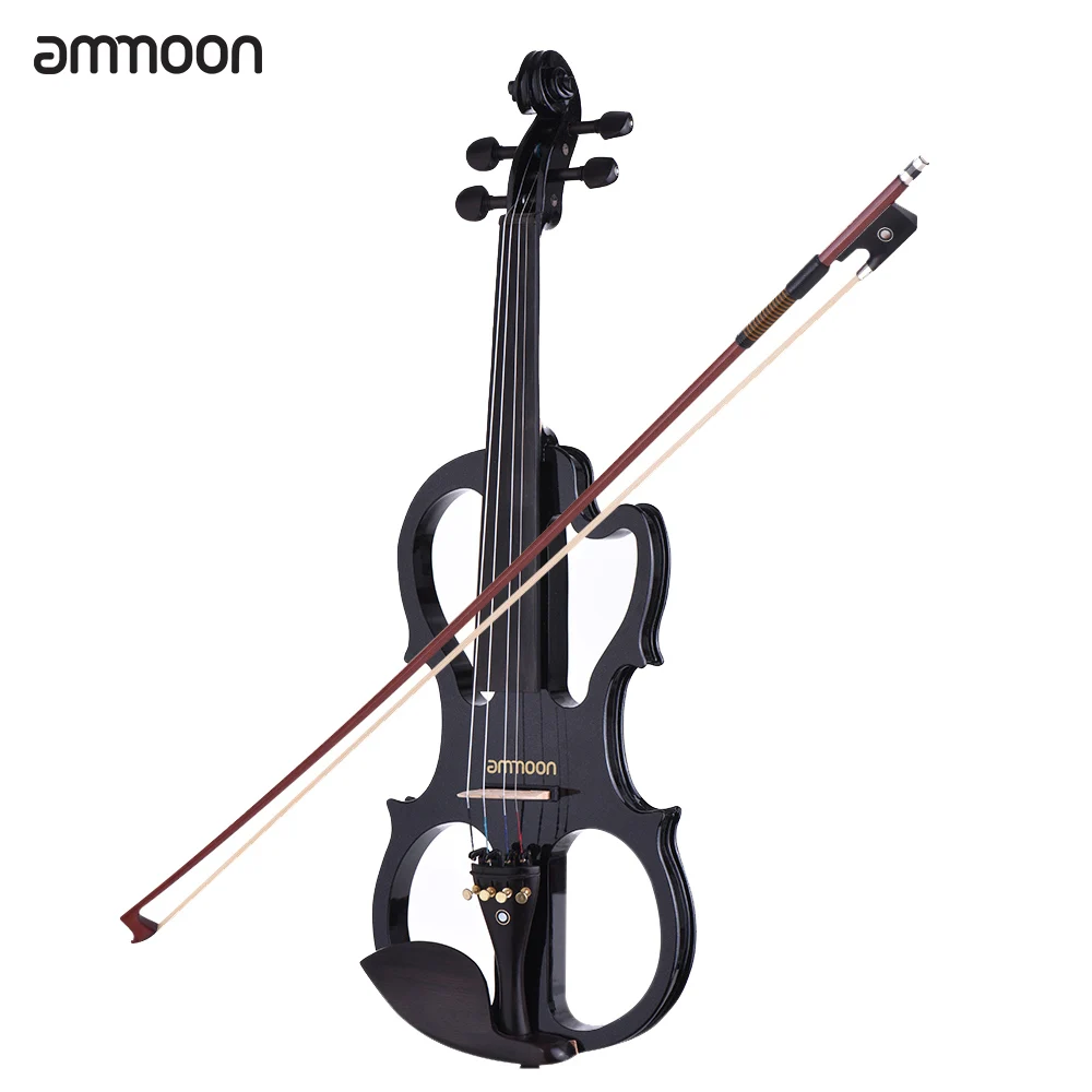 

Ammoon новая распродажа полный Размеры 4/4 твердая древесина тихая электрическая скрипка кленовое тело Ebony гриф с колками с музыкой Aeccessaries