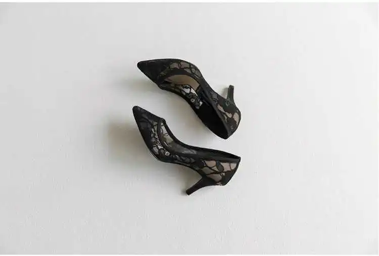 

new Korean version of high-heeled stiletto pointed lace shoes hollow wedding shoes women's shoes