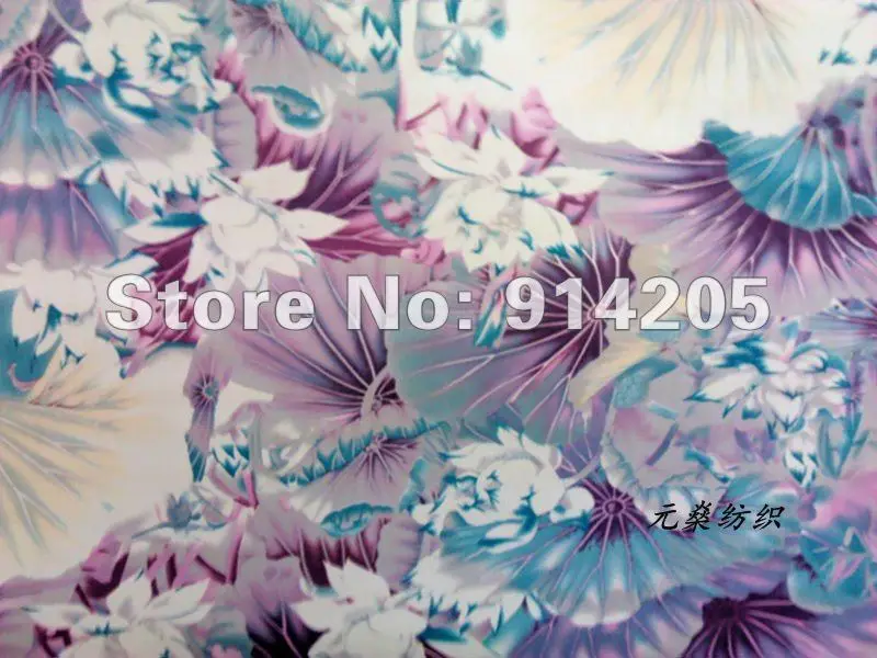 Senior high quality dress fabric traditional Chinese realistic painting lotus printed 2013 bamboo style elastic chiffon | Дом и сад