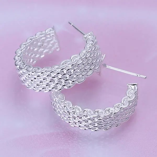E082 Wholesale ! 925 silver earrings fashion jewelry Weaved Web Earrings | Украшения и аксессуары