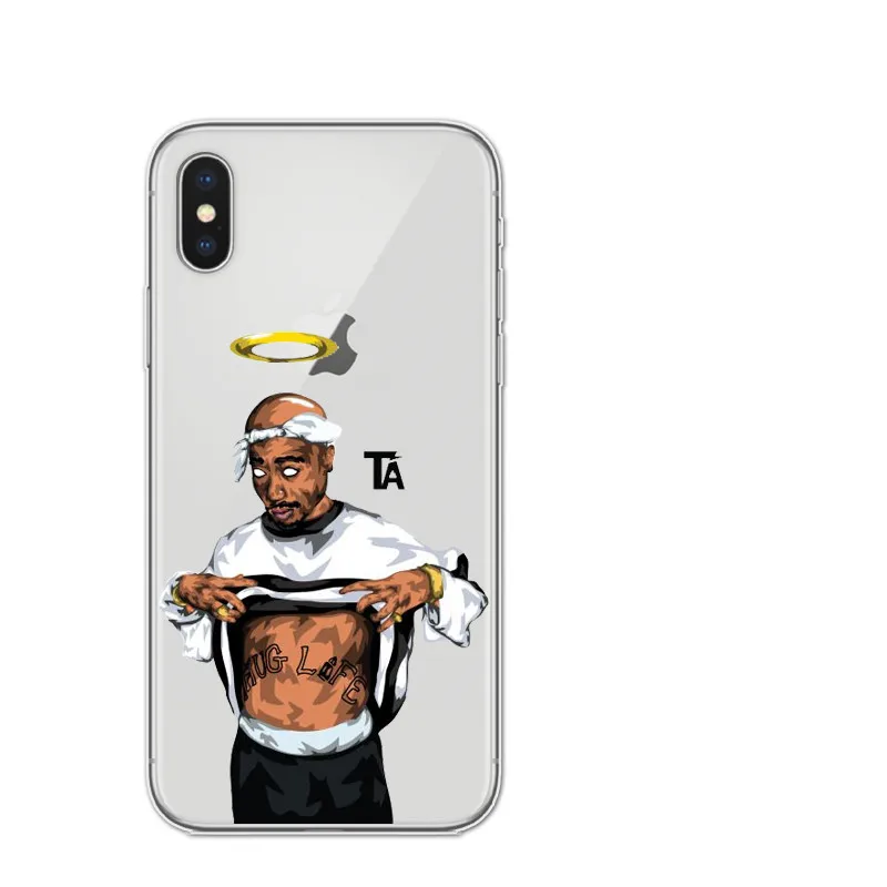 2Pac Makaveli Tupac Amaru Shakur Soft silicone Phone Cover Case For iPhone 5 5S SE 6 6S 6Plus Plus 7 7Plus 8 8Plus X Cases |