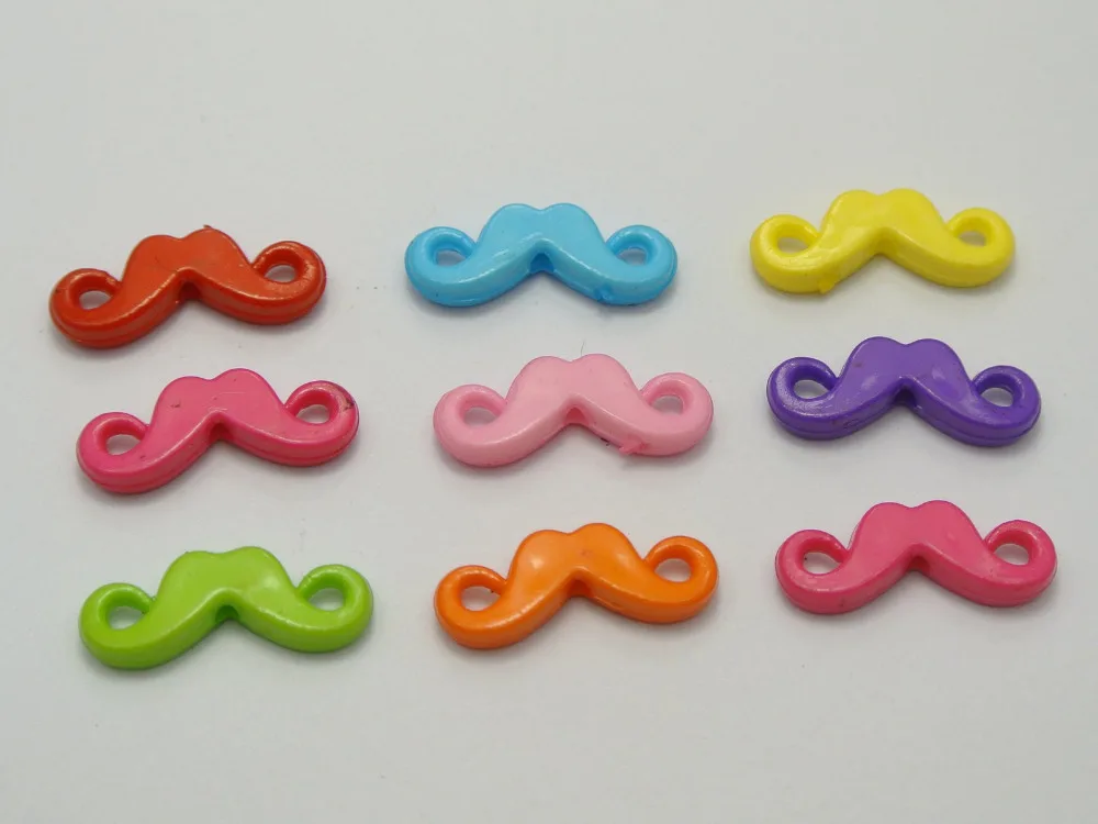 

100 Mixed Bubblegum Color Acrylic Beard Charm Beads 20X8mm