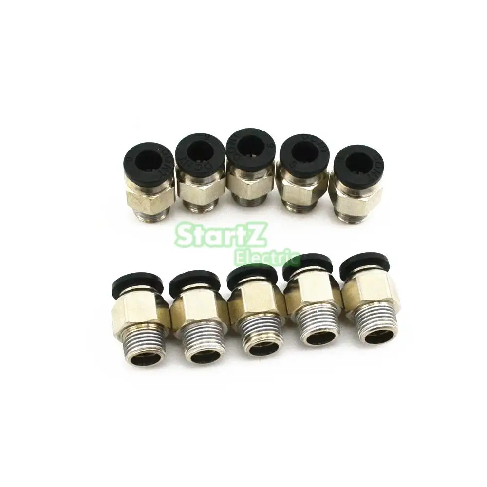 10PcsHigh quality 4mm to 1/4'' Thread Male Straight Pneumatic Tube Push In Quick Connect Fittings Pipe