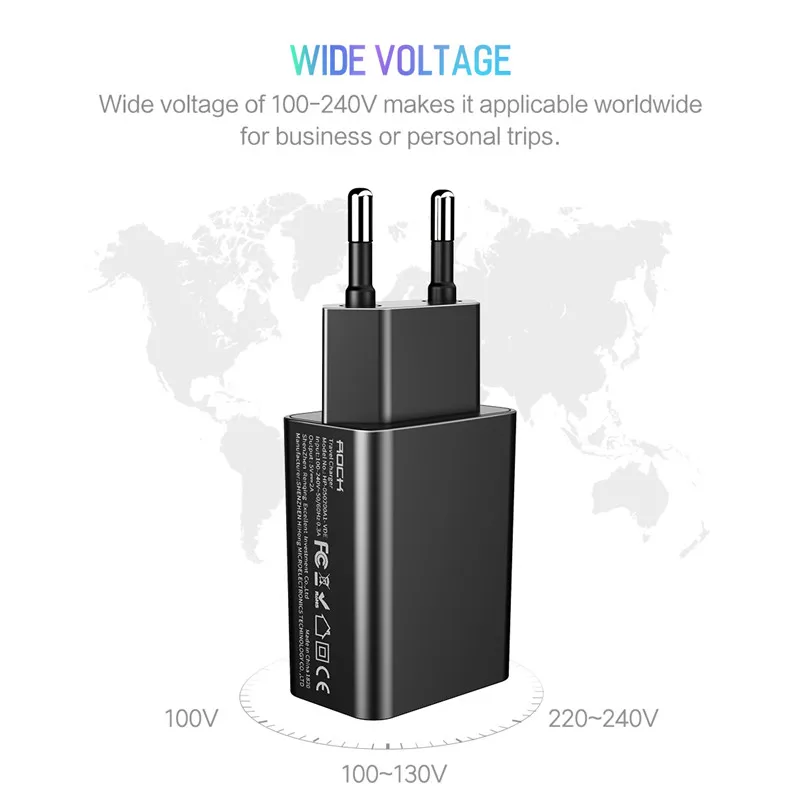 ROCK USB зарядное устройство 5V2A для iPhone X 8 7 универсальное мобильного телефона samsung