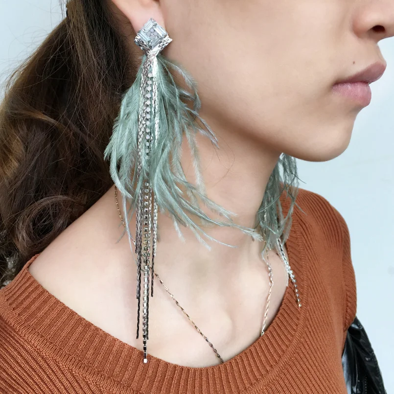 Женские серьги с кисточками и перьями в богемном стиле|Серьги-подвески| |