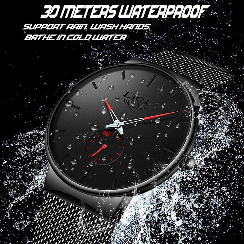 Часы наручные LIGE мужские и женские спортивные модные брендовые Роскошные