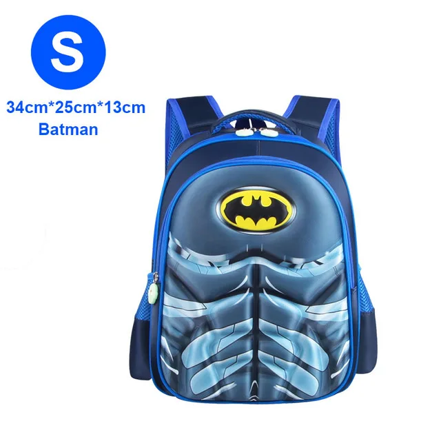 Blue S Batman Человек-паук Супермен Капитан Америка Дети 3D Аниме Портфель Дети Мальчики/Девочки Рюкзак Школьная Сумка; Человек-паук mochila - Цвет: Blue S Batman