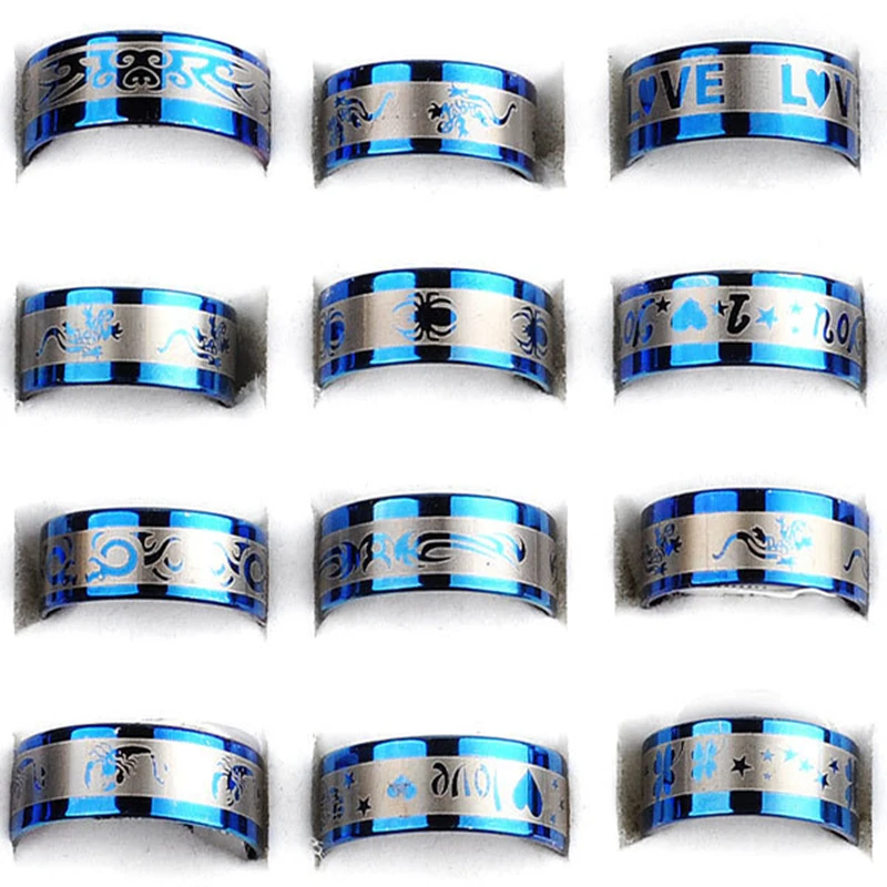 

Wholesale 6Pcs/lot 316L Stainless Steel Rings Jewelry for Men Women Surgical Stainless Steel Wedding Finger Rings Lot 17-21mm