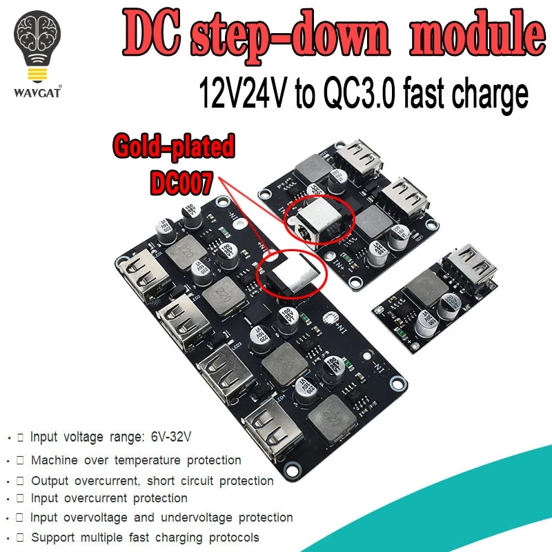 USB QC3.0 QC2.0 DC-DC понижающий преобразователь зарядный понижающий модуль 6-32 в 9 в 12 В 24 В для быстрого зарядного устройства печатная плата 3 в 5 в 12 В