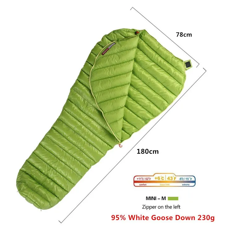 MINI M 230g Green AEGISMAX Открытый Кемпинг Сверхлегкий 95% гусиный пух Мумия спальный мешок три сезона вниз спальный мешок Открытый Ленивый мешок - Цвет: MINI M 230g Green