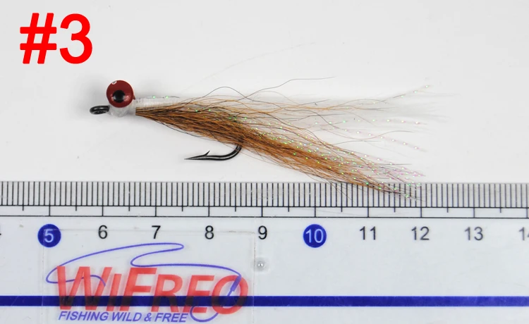 6 шт.#4 привести голову клоузера Минноу Bucktail соленой воды Рыбалка Fly обманщик мухи Шартрез/белый, шартрез/желтый, красный/белый