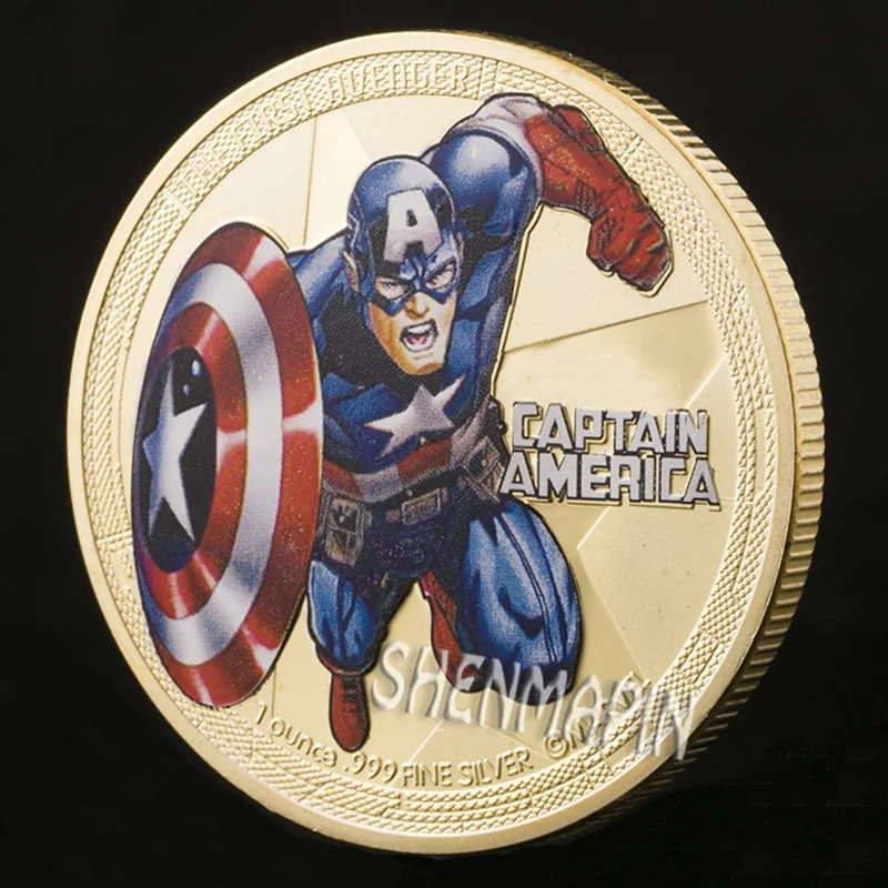 Мстители памятная монета Капитан Америка Железный человек Тор Халк Civil War наградная монета фантастика фильм монеты коллекционные