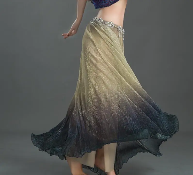 Golden Skirt Профессиональный сексуальный сетчатый танец живота платье танец живота костюмы Галстук Окрашенные юбки для танца живота для женщин девушек золотой - Цвет: Golden Skirt