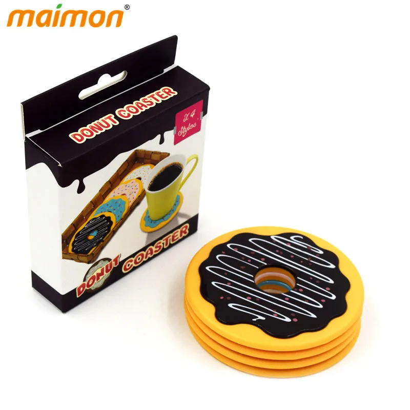 4 шт./компл. кавайный Пончик Дизайн противоскользящие чашки для напитков