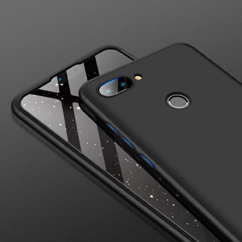 Черный Mi xed цветной чехол для телефона для Xiaomi mi 8 mi 8 Lite задняя крышка модный прошитый матовый жесткий пластик Защитный корпус Coque Fundas - Цвет: Черный